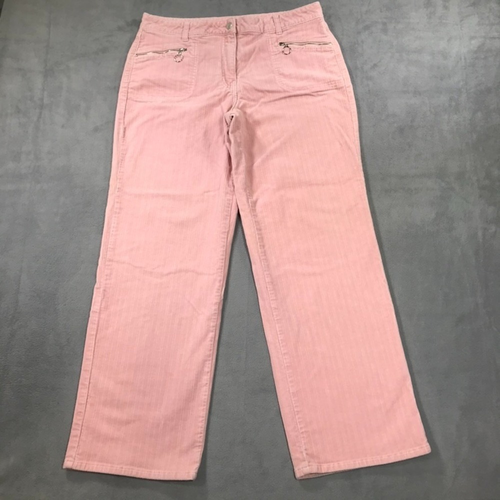 Vintage Y2K Fashion Bug Corduroy Pants Size 14 Pink Wide Leg Stretch Preppy Club